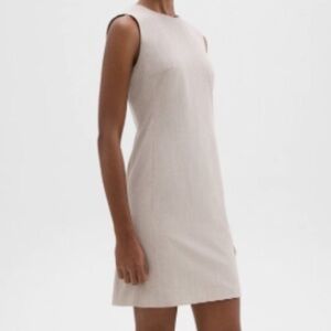 Theory Sleeveless Fitted Dress in Good Wool Traceable Wool Bone Dove Gray Size 2